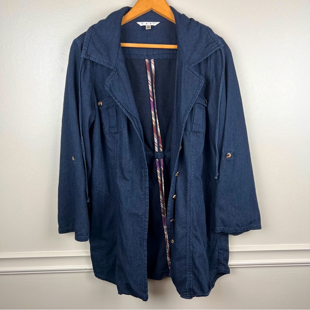 CAbi  Chambray Denim‎ Utility Shirt Jacket Shacket  Dark Wash size Medium